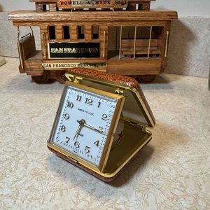Vintage Westclox Wind-up Travel Clock In Leather Case